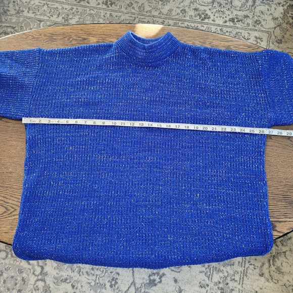 Bedford Fair Lifestyles Vintage 80's Royal Blue and Silver Tunic Sweater Size 1X - Picture 6 of 11